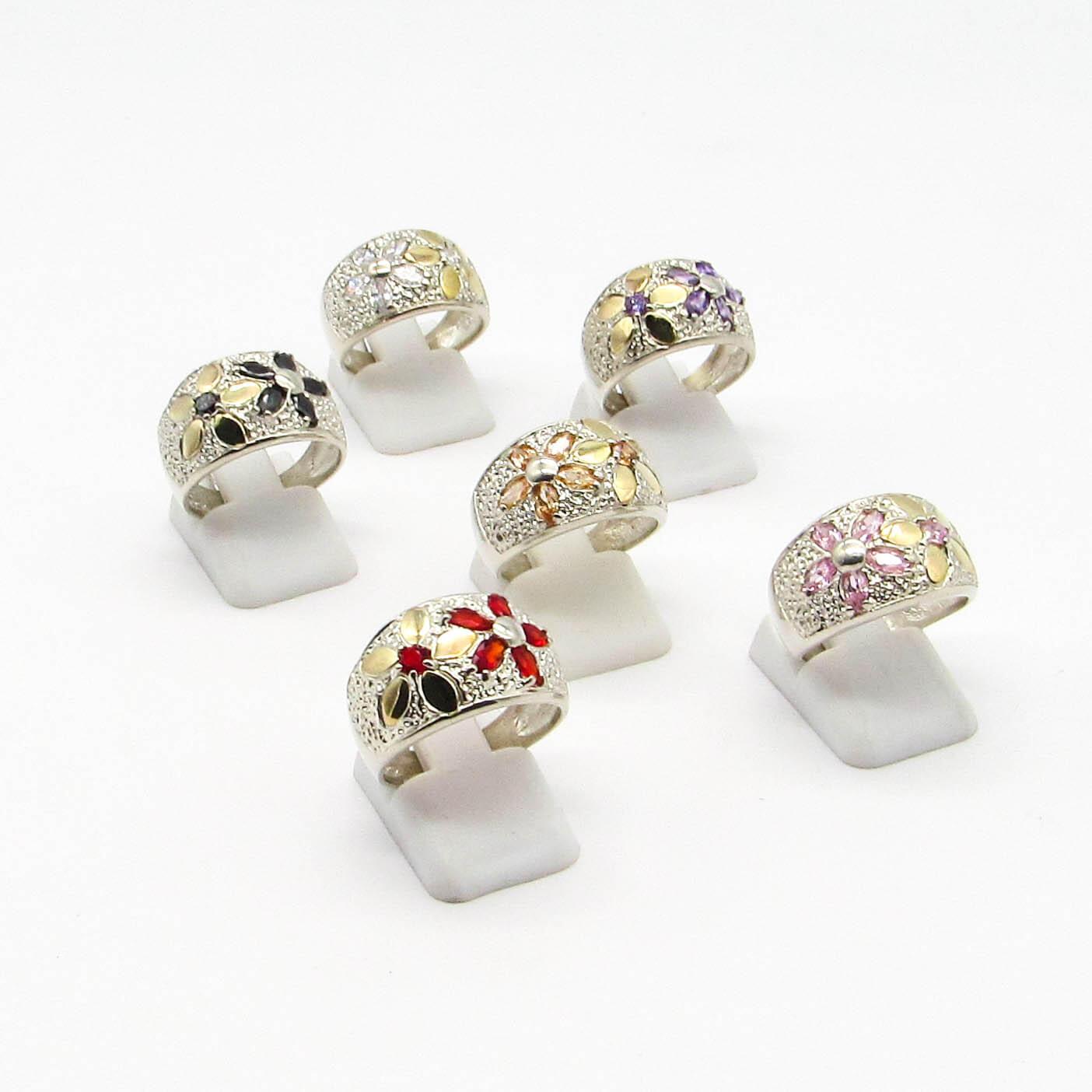 ANILLO FLORES BOMBE /PLATA Y ORO